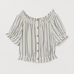 NWT H&M off the shoulder striped cropped top